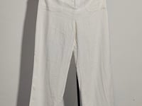 [005]G   WFYO Women's White Linen Ramie Wide-Leg Pants Summer Lightweight High-Waisted Drapey Old Money Style Straight Cotton-Linen Trousers