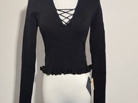 [405]G   AZURIERA French-style black sweater with tie design, sexy and elastic, slim fit, sweet and alluring women's wool sweater