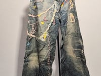 [546]G   PALACEMAGICIAN AC3D digital print candy-stitch straight-leg curved-hem jeans 2006F/1981m
