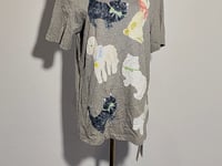 [333]G    Rouje Jeanie Jeanie Gray Animal Cartoon Print Regular Shoulder Short Sleeve T-Shirt Women's Pink Mesh Skirt Set