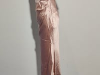 [203]GM   Acetate Satin Slip Dress, Boat Neck Long Dress, Gentle Style, High-End Feel, Triacetate Satin Dress
