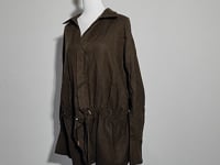[880]G   ASM ANNA Relaxed Drop-Shoulder Wool Top with Overlap Placket and Drawstring Mid-Length Stylish Shirt