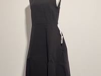 [597]N YC Black Heavy Hand-studded Bead Decorated Sleeveless Fitted Structured Dress