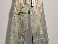 [287]G     HALFMOOD 25SS High-End AC Lace Print 3D Chain 3D IDOL CHEER Loose Straight Jeans for Girls