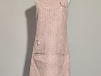 [539]G    ORG Pink Rose Exquisite Pearl Chain Cinched Waist Slimming Height-Enhening Short Sleeveless Little Chic-Style Short Dress