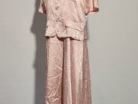 [795]N Mingsi Pink Jacquard Faux Two-Piece Dress for Women,  Arrival with Elegant Waist-Cinching Slimming Design