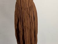 [774]N 3D textured pleated triangular waist split tulip sleeve elegant deep U-neck slimming bud dress
