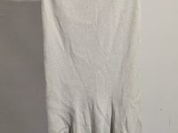 [511]N WANGXO | Shimmering Silver Thread Textured Ribbed Knit | Delicate Draped Flower Petal Design | Skirt