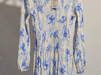 [151]N ORG Low-Temperature Pleated Floral Print Cinched-Waist Slimming Elegant French-Style Short-Sleeve Lightweight Luxury Sun-Protection Dress