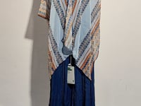 [288]GG     Light Blue Beach Robe/Slip Dress for Women with Pleated Midi Skirt