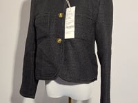 [128]G     Basic House Women's Short Tweed Jacket in Chic Tweed Style Chiffon-like