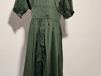 [193]GG   Gelly Dark Green Women's Dress Commuter Outfit Retro High-Waist Dress