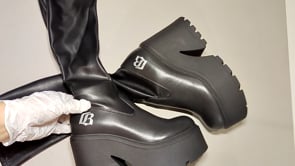 [589]G    UnicornBlood New Thick-Heeled Slimming Stretch Fashion Tall Boots 2.0 Upgraded Version