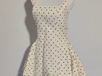 [477]GG      Polka Dot Strap Dress High-end Retro Designer Short A-Line Dress Female White