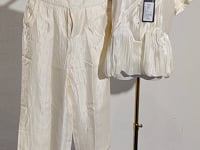 [463]G    FLIPPED Stylish Women's Summer New Arrival Wide-Leg Pants Two-Piece Set with Flattering Contrast Short-Sleeve Top