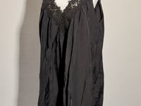 [515]NG    French-inspired chic black V-neck slip dress with lace panel camisole