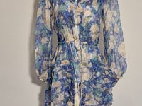 [347]NG     Silk Floral Print Dress Premium Slimming Elegant Tiered Skirt Mulberry Silk Fairy Style Short Dress