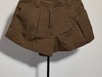 [865]G    SOTHEA Stylish Versatile  Mid-Rise Pleated Twill A-Line Blazer Shorts Loose Casual Pants