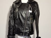 [871]G  Haining Women's Black Leather Jacket Fall  Korean-Style Biker Jacket Slim Fit Short Top Plus Size