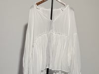 [564]G    EAR RAE Lightweight and Breathable Mulberry Silk and Cotton Shirt with Intricate Ruffles, French Chic Slim-Fit Top