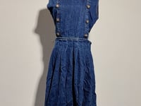 [196]G     SP Haute Couture Spring/Summer IULV French-style Lacquer-inspired Blue Denim Dress with Rhinestone Buckle, Cut-out Waist Design, Pleated Sleeveless Midi Dress for Women