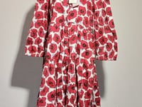 [436]G    Commuter fashion  lapel short-sleeve tied waist print A-line dress F2624