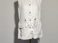 [917]G     YC 25A White Moonlight Series Woven Soft Tweed Waist-Cinching Vest Jacket - 5129