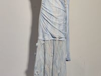 [548]NM  Mint Kiss Romantic Vacation Blue Dyed Dress Off-shoulder Long Dress