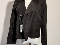 [855]NM  Oversized Lapel Waist-cinching Belted Tencel Wool Short Double-breasted Trench Coat