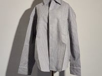 [556]GG     pure linen blue striped composite white lining double-layer silhouette jacket shirt