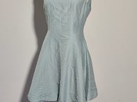 [835]GG   Sleeveless Halter Neck Tencel Dress with Boat Neck, Blue