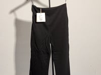[299]GG    Black Tea Matte Texture Slimming High-Waisted Casual Leg-Slimming Nine-Point Pants with Ruffled Hem, Size 3800