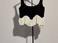 [555]GG     Plaid Placket Exposed Back Slim-fit Cloud-shaped Design Suspender Vest