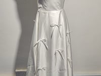 [438]GG   Vintage satin French-style off-shoulder lightweight wedding dress for small gatherings, registration day white dress, and engagement event