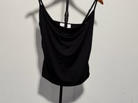 [408]GG     Women's  Ruffled Cowl Neck Metal Logo Camisole