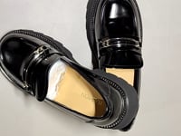 [137]GG       Black Thick Sole Women's Casual Slip-On Lazy Shoes Versatile Deep Toe Box Leather Shoes