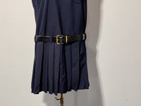 [148]GG    High-End Preppy Style Letter Embroidery Pleated Sleeveless Dress for Petite Women Strapless Bodysuit