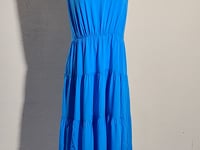 [503]GG    French blue halter neck sleeveless dress for women summer waist-cinched A-line large skirt hem long dress