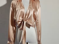[177]GG    New Fashion Cross-Front Fitted Silk Shirt for Women with Straps