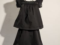 [507]GG   Openwork Lace Patchwork Dark Night Black False Two-Piece Dress