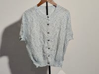 [581]NN Casual Knit Cardigan Cotton-Linen Round Neck Short Sleeve