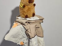 [077]NN Cartoon Capybara Embroidered 100% Cotton Bedding Set, Washed Cotton 4-Piece Set for Children, Pure Cotton Duvet Cover and Bed Sheet, for 1.5m Bed