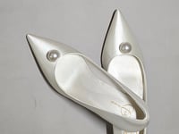 [322]NN White mid-low heel wedding shoes for women