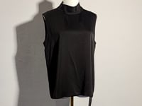 [741]NNMM  Women's Heavyweight Acetate Sleeveless Shirt Elegant Versatile Stand-Up Collar Blouse