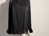 [997]NN CHU JIAN Original Design Women's Blouse Elegant High Neck Satin Silk Shirt