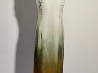 [587]GG    New Chinese Style Summer Ramie Dyed Chiffon Waterdrop Neck Improved Qipao Dress for Women