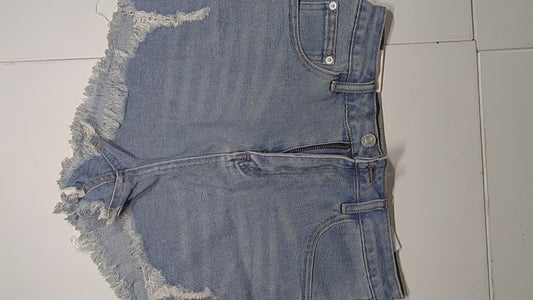 [485]GS   EU/US Big Brand Denim Mini Shorts for Girls, 2024 Summer HyunA Style A-line High Waist Slimming Frayed Edges Trendy Hot Pants