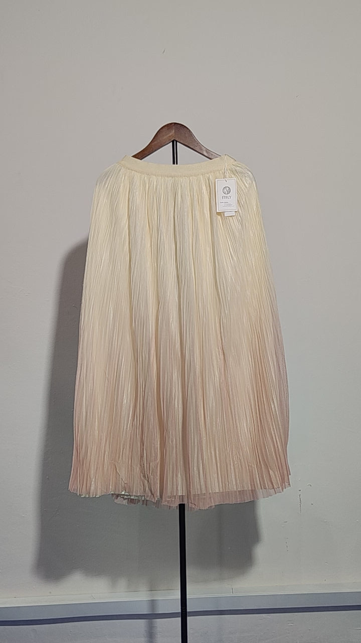 [408] Korean-style gradient pleated midi skirt for women, new summer collection, loose and slimming design, tulle fabric, fairy-style sheer skirt