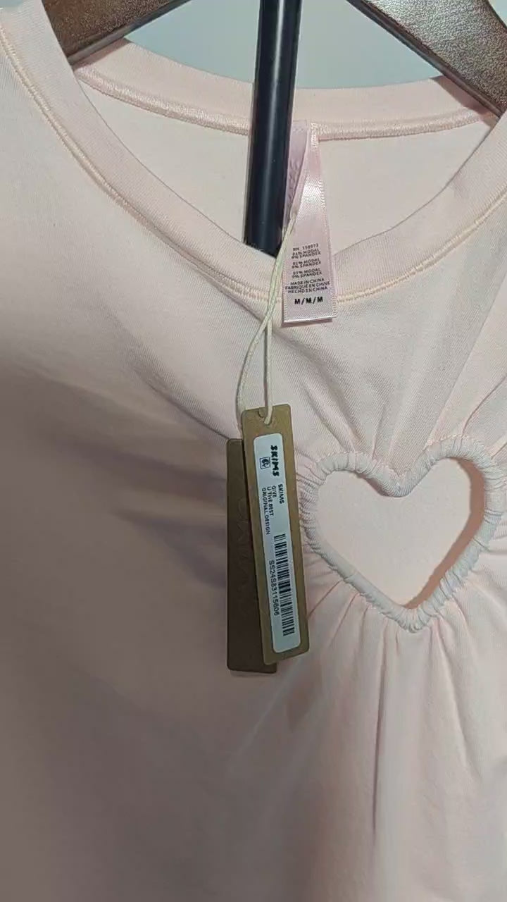 [812]G    ¡¾Genuine Stock¡¿Skims Kardashian Ros¨¦ Style Short Sleeve Sweet and Edgy Heart Cutout Dress