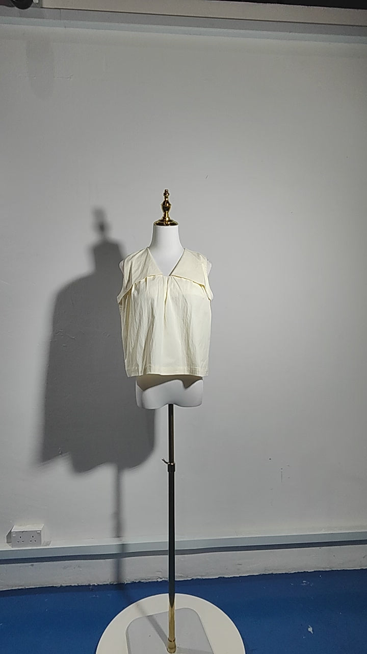 [852] MMMM   chic and beautiful white loose sleeveless shirt top summer thin style